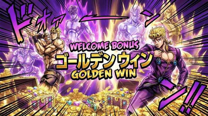 Bônus de Boas-Vindas 15win - Tesouro dourado com personagens épicos celebrando vitória